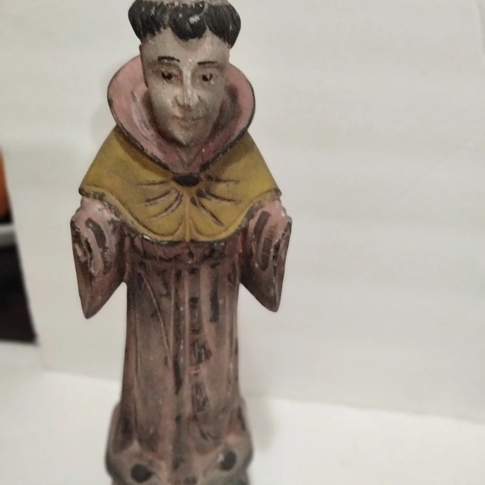 Antique religious saint wooden hand carved sculpture Spanish hand painted - Picture 8 of 11